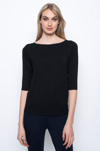 ¾ Sleeve Boat Neck Top