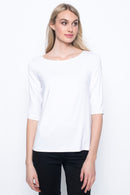 ¾ Sleeve Boat Neck Top