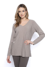 V-Neck Top With Button Trim Front View
