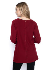 V-Neck Top With Button Trim Back View