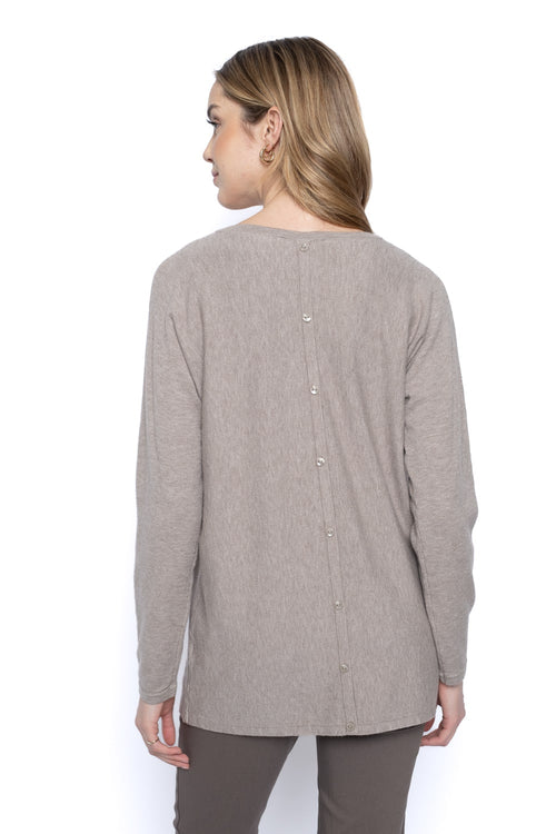 V-Neck Top With Button Trim Back View