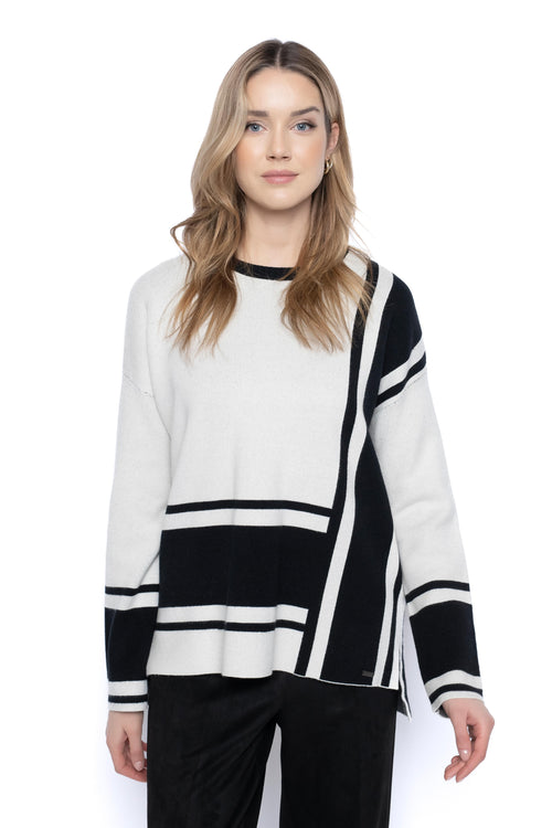 Two-Tone Sweater Top Front View