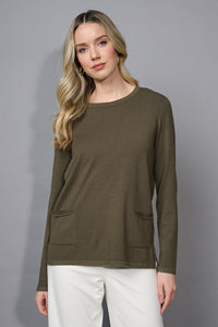 Crew Neck Top With Pockets