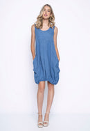 Mid-Length Balloon Dress With Pockets Front View