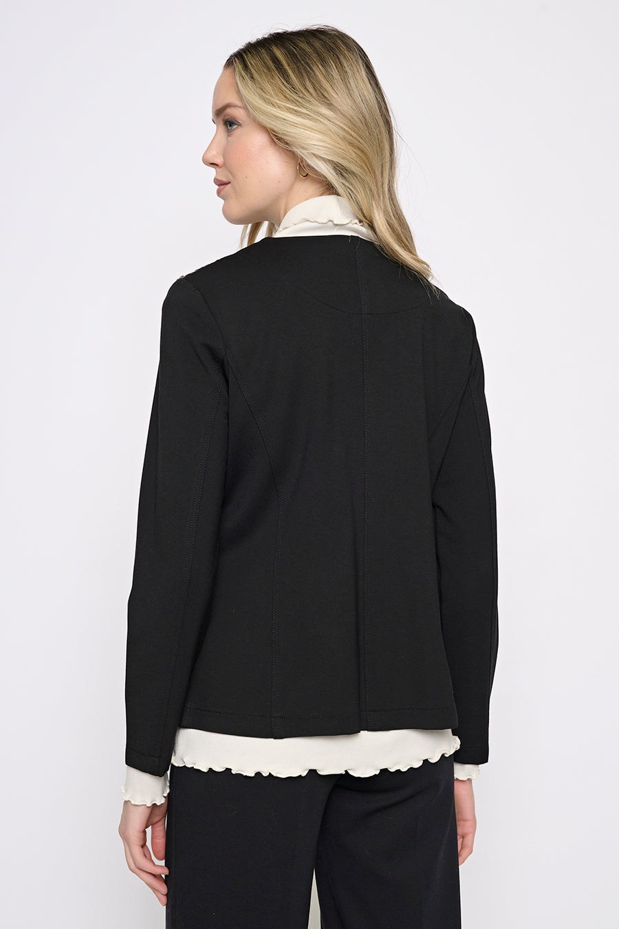 Ponte Knit Zip-Front Jacket Back View