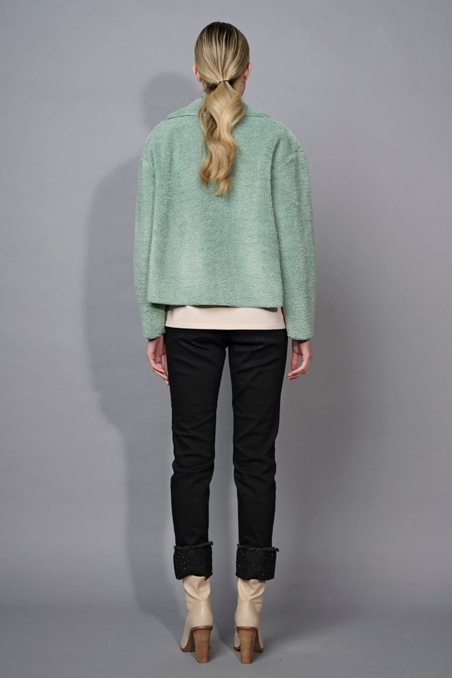 Cut-Out Embellished Ankle-Length Cuffed Jeans