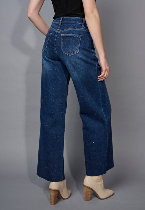 Glitter Wide-Leg Full-Length Jeans Back View