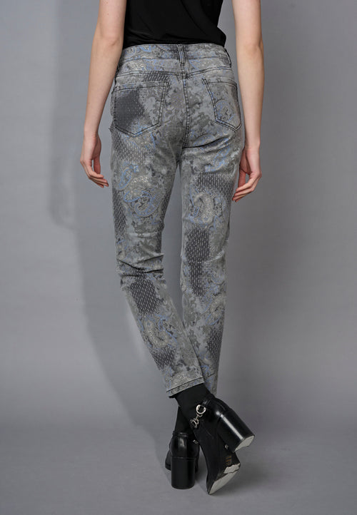 Slim-Leg Full-Length Printed Jeans Back View