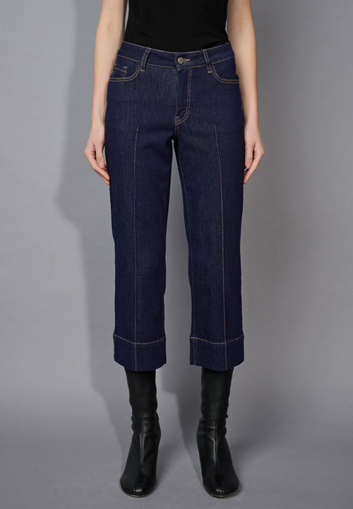 Wide-Leg Cropped Jeans Front View