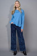 Printed Wide-Leg Full-Length Jeans
