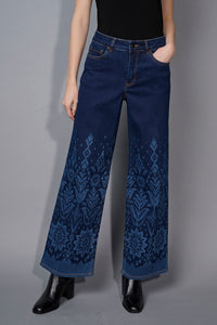 Printed Wide-Leg Full-Length Jeans
