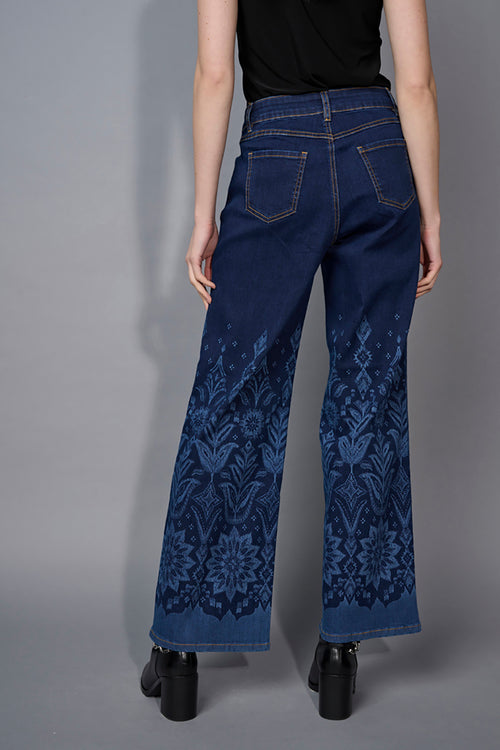 Printed Wide-Leg Full-Length Jeans