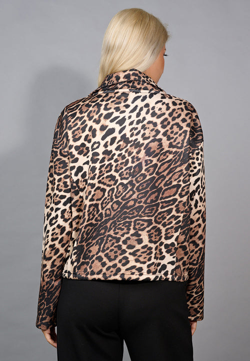 Animal Print Half-Zip Top