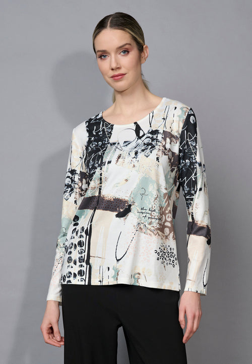 Custom-Printed Crew Neck Soft-Knit Top Front View