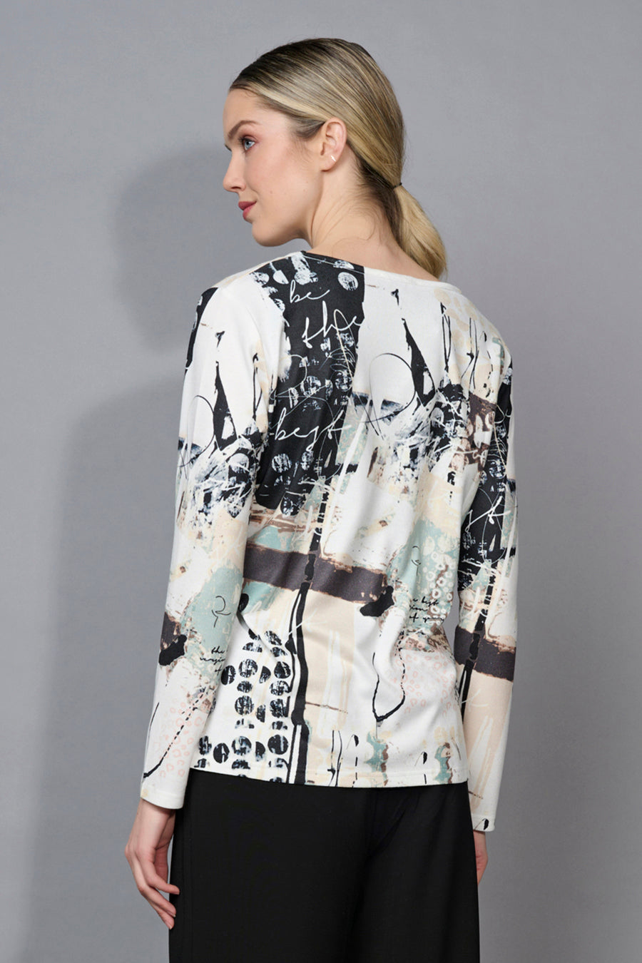 Custom-Printed Crew Neck Soft-Knit Top