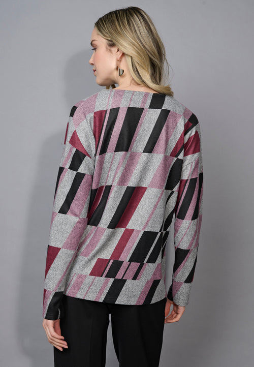 V-Neck Abstract Printed Top Back View