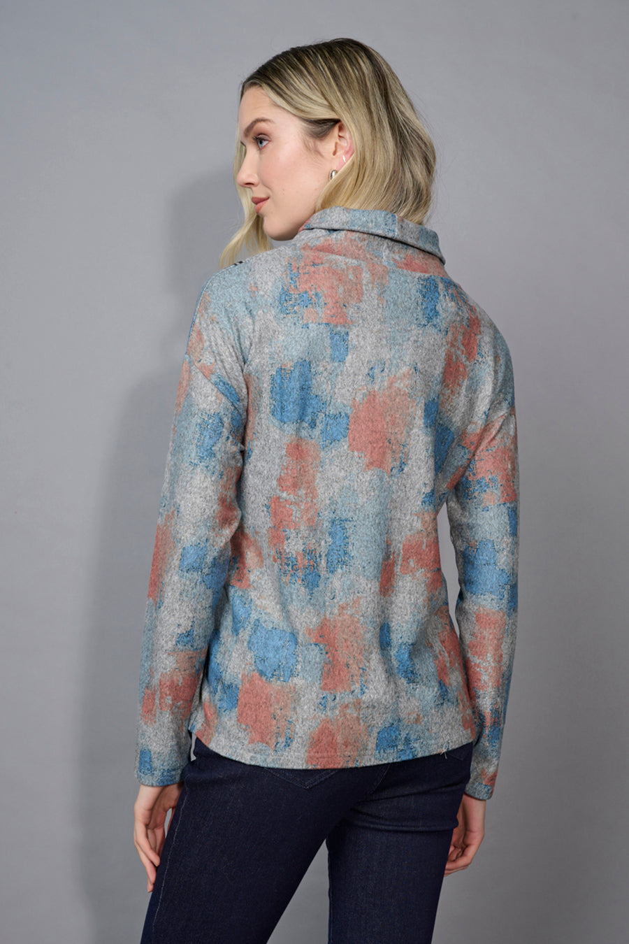 Draped Neck Scribble Printed Top