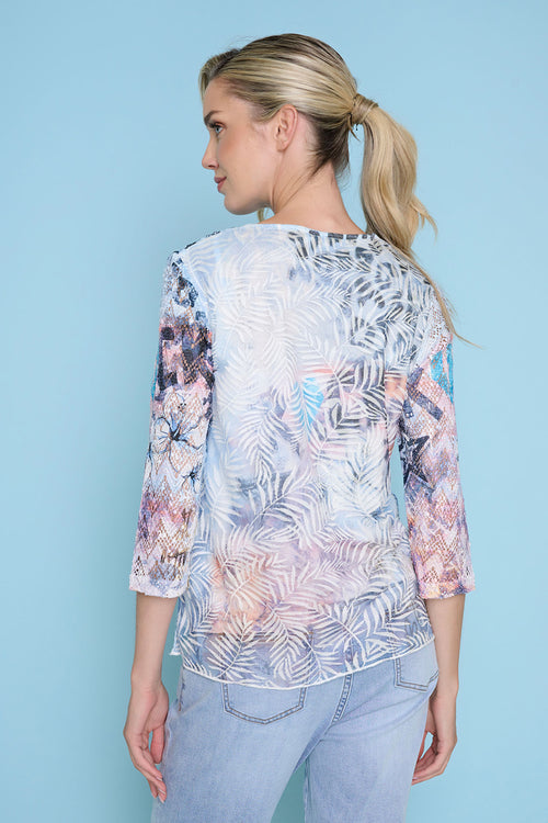 3/4 Sleeves Printed Top Back View