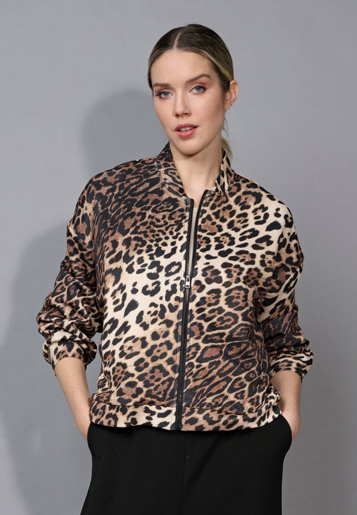 Animal Print Zip-Front Jacket Front View