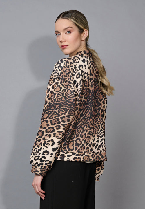 Animal Print Zip-Front Jacket Back View