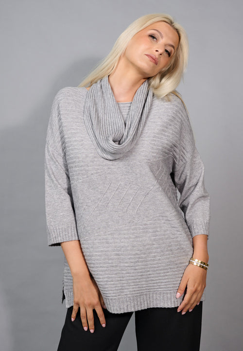 3/4 Sleeves Geometrical Top Front View