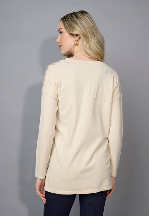 Embellished V-Neck Top Back View
