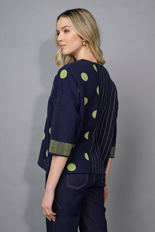 3/4 Sleeves Striped Polka-Dot Top