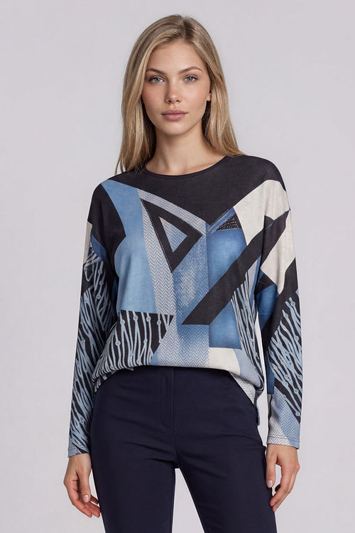 Crew-Neck Printed Top Front View