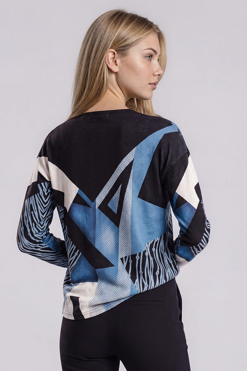 Crew-Neck Printed Top