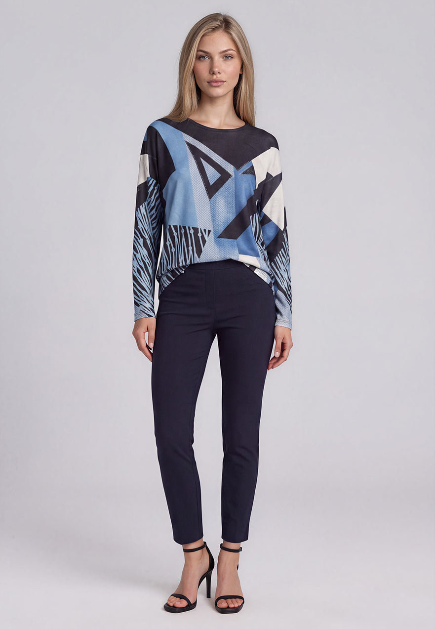 Crew-Neck Printed Top Full Length
