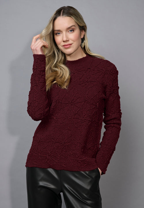 Funnel Neck Textured Top Front View