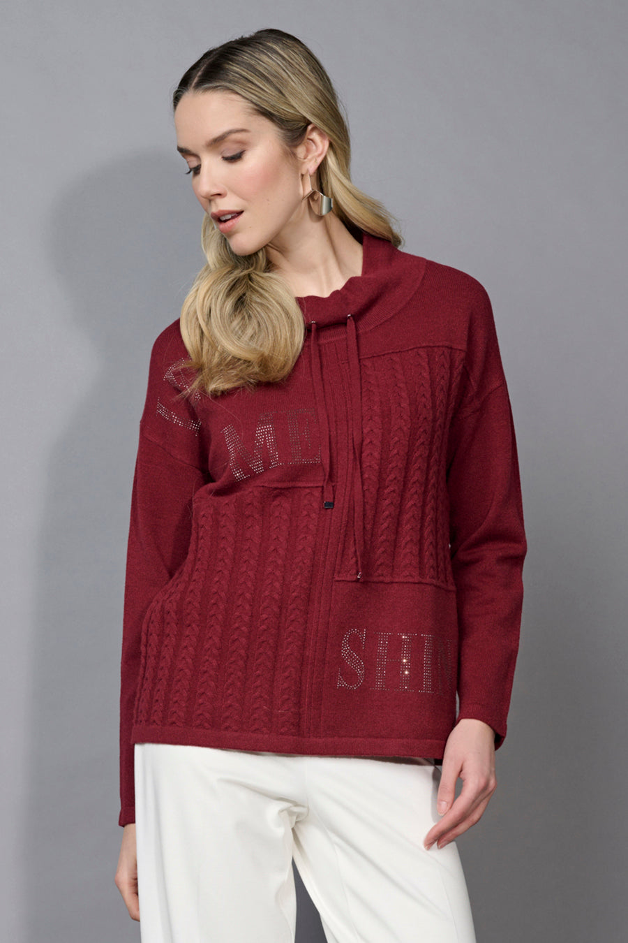 Mock-Neck Drawstring Top