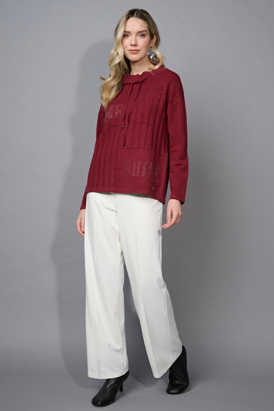 Mock-Neck Drawstring Top