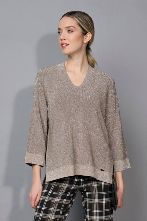 V-Neck Metallic Top