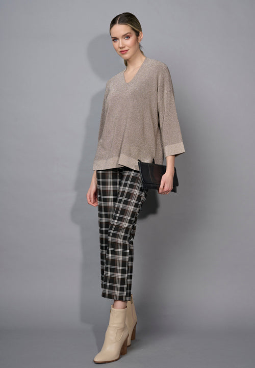 V-Neck Metallic Top Full Length