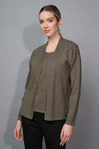 Embellished Open-Front Jacket