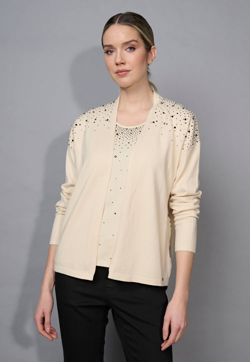 Embellished Open-Front Jacket Front View