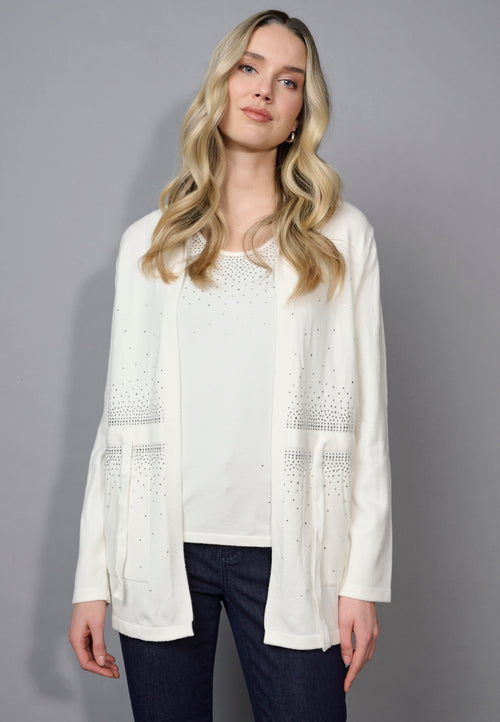 Rhinestone Drawstring Waist Jacket Front View