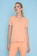 Short-Sleeve Pointelle Details Top Front View