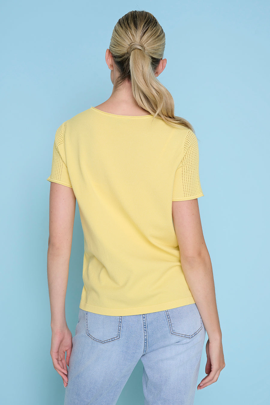 Short-Sleeve Pointelle Details Top Back View