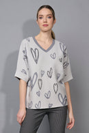 Stone-Embellished Heart Top