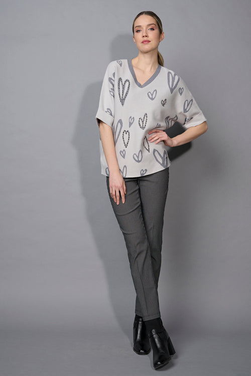 Stone-Embellished Heart Top