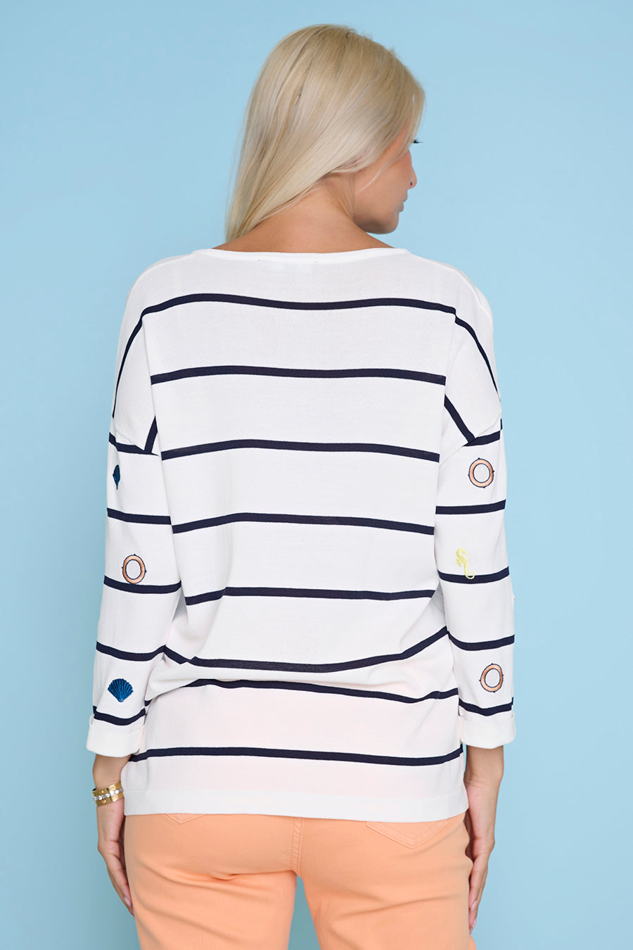 3/4 Sleeves Embellished Top Back View