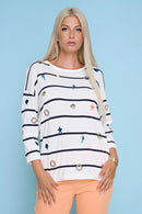 3/4 Sleeves Embellished Top Front View