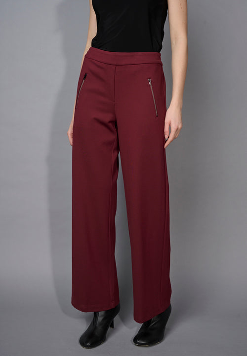 Zip-Trim Wide-Leg Full-Length Pants Front View