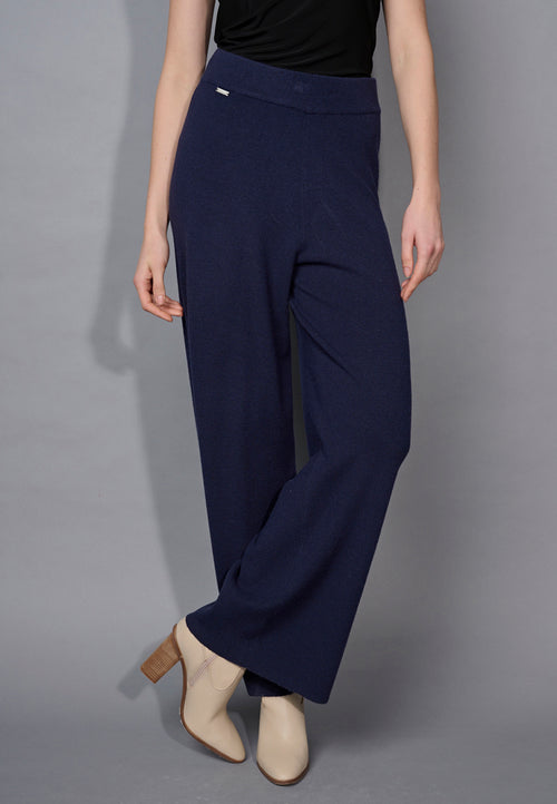 Wide-Leg Full-Length Knit Pants Front View