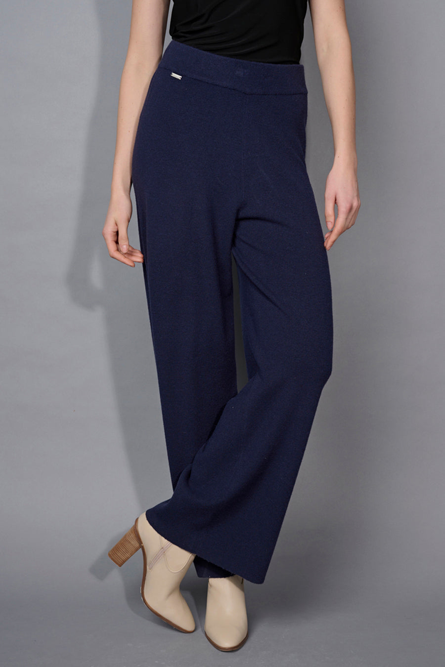 Wide-Leg Full-Length Knit Pants
