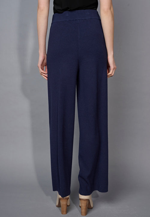 Wide-Leg Full-Length Knit Pants Back View