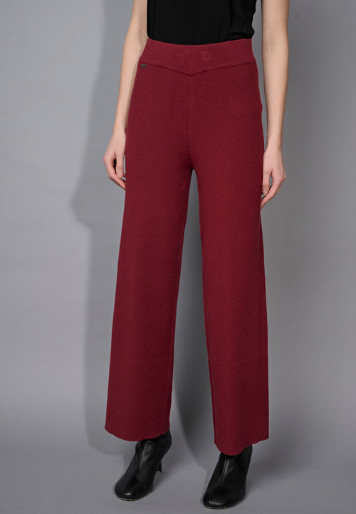 Wide-Leg Full-Length Knit Pants Front View
