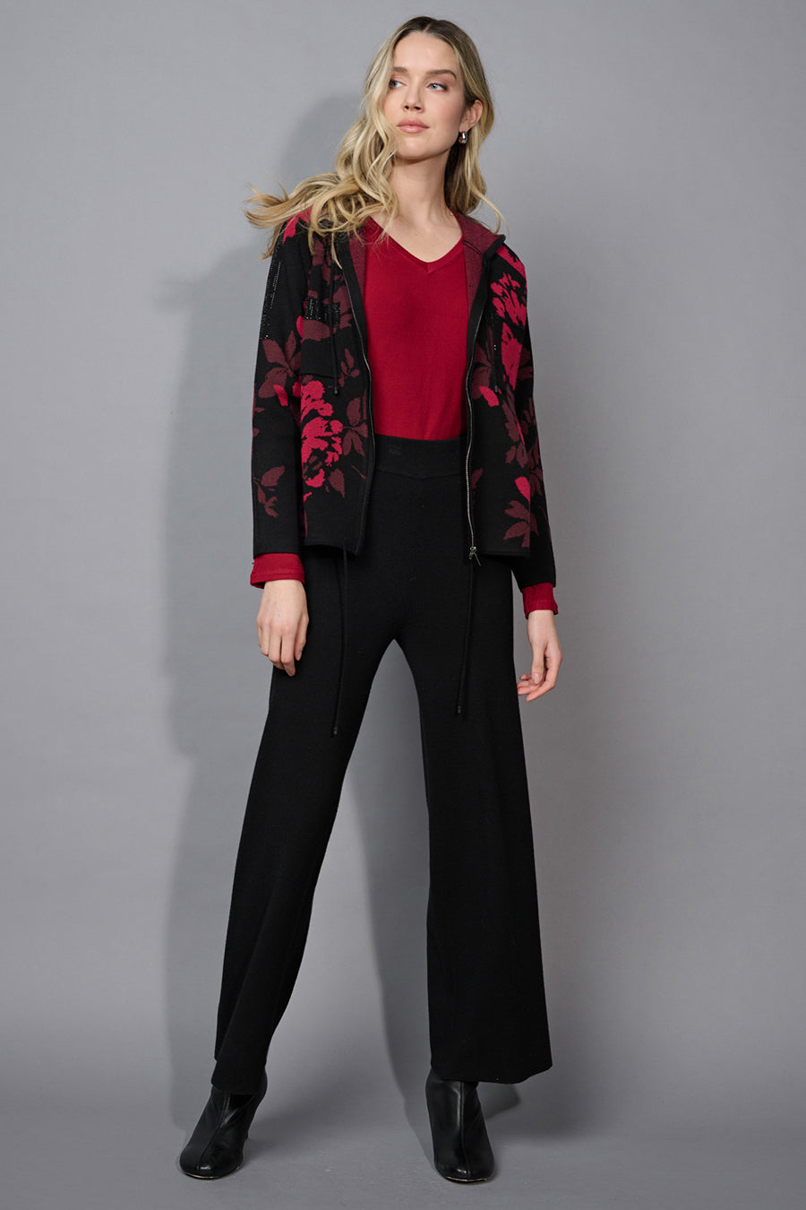 Embellished Zip-Front Hooded Jacket